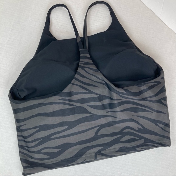 Old Navy Active Long Line Sports Bra Size L Black And Gray Zebra Stripe Print - Picture 5 of 10